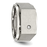 Stainless Steel Polished and Brushed CZ Signet Ring 12 Size