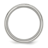 Stainless Steel Polished and Brushed CZ 8mm Beveled Edge Band Ring 9.5 Size