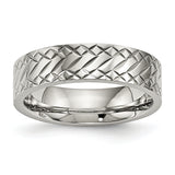 Stainless Steel Polished Textured Ring 10.5 Size
