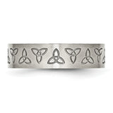 Stainless Steel Engraved Trinity Symbol Brushed 6mm Band Ring 7 Size