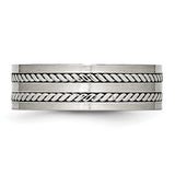 Stainless Steel Brushed and Polished Twisted 7mm Band Ring 11.5 Size