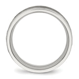 Stainless Steel Polished Hammered and Grooved 8mm Band Ring 8.5 Size