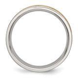 Stainless Steel Grooved Yellow IP-plated Ladies 6mm Brushed Band Ring 11.5 Size