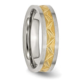 Stainless Steel Grooved Yellow IP-plated Ladies 6mm Brushed Band Ring 8.5 Size