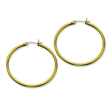 Stainless Steel Gold IP plated 40mm Hoop Earrings SRE561 - shirin-diamonds