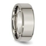 Titanium Beveled Edge 8mm Brushed and Polished Band Ring 10.5 Size