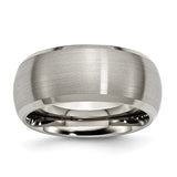 Titanium Beveled Edge 10mm Satin and Polished Band Ring 12 Size