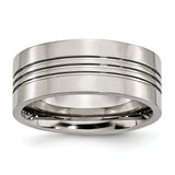Titanium Grooved 9mm Polished Band Ring 10.5 Size