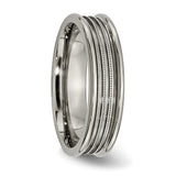 Titanium Grooved and Beaded 6mm Polished Band Ring 13 Size