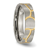 Titanium Grooved Yellow IP-plated Ladies 6mm Brushed Band Ring 13 Size