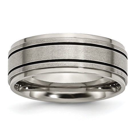 Titanium Enameled Flat 8mm Satin & Polished Band Ring 11.5 Size
