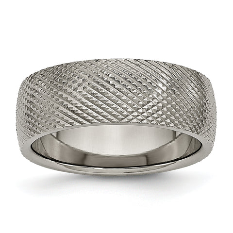 Titanium 8mm Textured Band Ring 8.5 Size