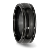 Titanium Black Ti Brushed and Polished Domed 8mm Band Ring 8.5 Size