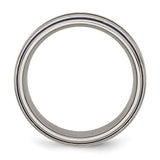 Titanium with Blue Triple Groove 8mm Polished Band Ring 8 Size