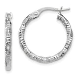 14K White Gold Polished and Textured Hoop Earrings TH668 - shirin-diamonds