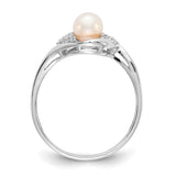 14k White Gold Genuine FW Cultured Pearl Diamond Ring XBS377