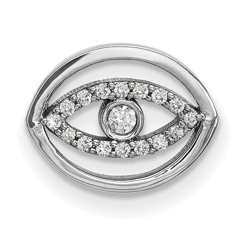 14k White Gold Small Diamond  Gold Halo Evil Eye Pendant XP5034WA - shirin-diamonds