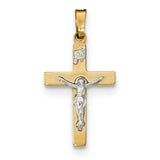 14k Polished INRI Crucifix Cross Pendant XR1497 - shirin-diamonds