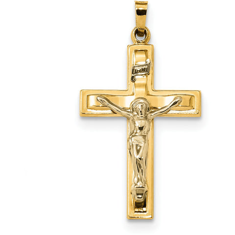 14k Two-tone Polished INRI Crucifix Pendant XR1651 - shirin-diamonds