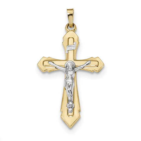 14k Two-tone Polished INRI Crucifix Pendant XR1658 - shirin-diamonds