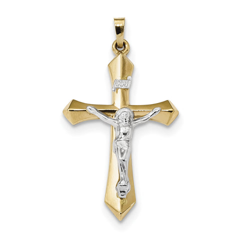 14k Two-tone Polished INRI Crucifix Pendant XR1667 - shirin-diamonds