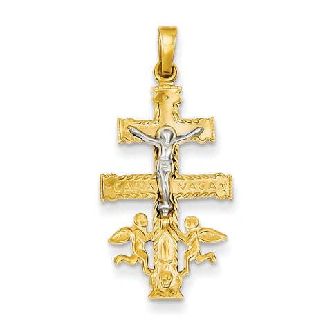 14k Two-tone Cara Vaca Crucifix Pendant XR281 - shirin-diamonds