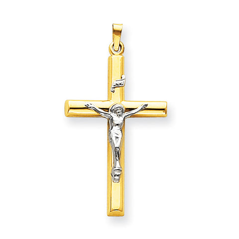 14k Two-tone INRI Hollow Crucifix Pendant XR299 - shirin-diamonds