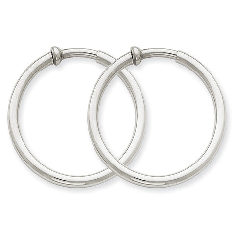 14k White Gold Non-pierced Earring Hoops Earrings XWE136 - shirin-diamonds