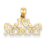 14k Yellow Gold I Heart Mommy Pendant YC1080 - shirin-diamonds